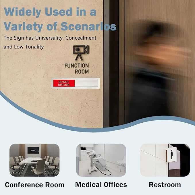 Do Not Disturb Sign, Privacy Door Status, Please Knock Sign for Home Office Restroom Conference Hospital Hospital, Non-Scratch Magnetic Slider Door Indicator Signs, 7'' x 1.5'' - Stainless Steel