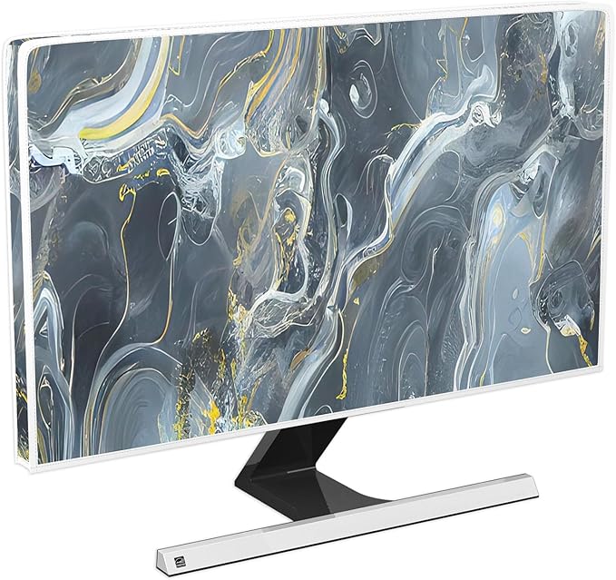Baocicco Gray Gold Marble Waterproof 50, 51, 52 Inch TV Dust Cover Anti-Static Dustproof Protective Aesthetic Texture Screen TV Covers Full Body Cover for Television Screen Desktop PC LED LCD OLED