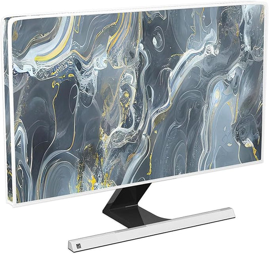 Baocicco Gray Gold Marble Waterproof 65 Inch TV Dust Cover Anti-Static Dustproof Protective Aesthetic Texture Screen TV Covers Full Body Cover for Television Screen Desktop PC LED LCD OLED