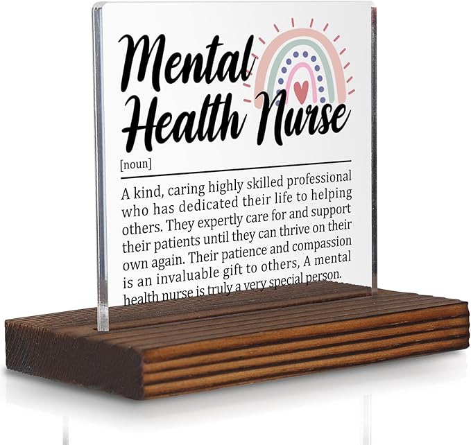 Mental Health Nurse Appreciation Gift Desk Sign, Thank You Plaque for Psychiatric Nurses Counseling Staff Office Decor Rainbow Theme PA064
