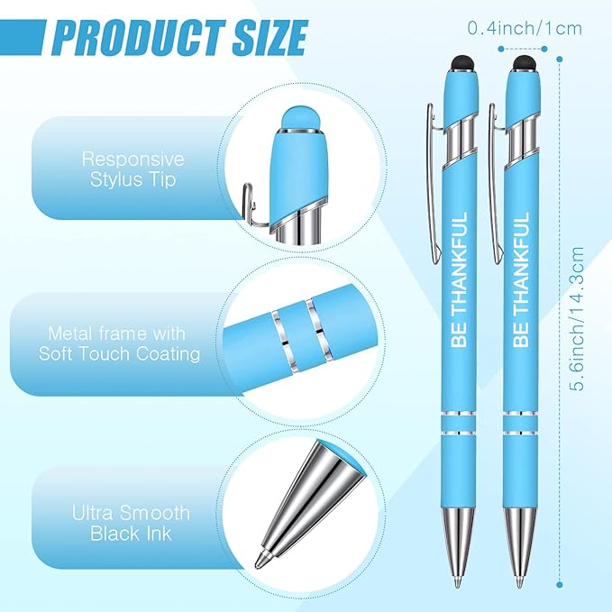 Zonon 12 Pcs Inspirational Pens Bulk Funny Ballpoint Pen with Stylus Tip Motivational Gifts for Valentine's Day Teacher Coworkers Nurse School Office Supplies(Fresh Color,Bible Style)