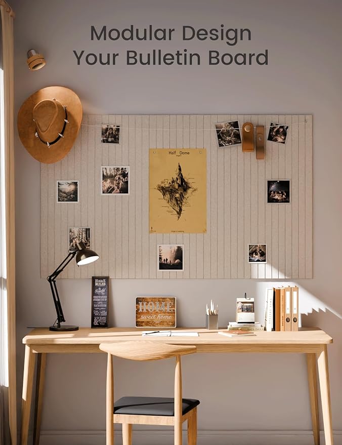 Fluxynara Large Felt Bulletin Board 48" x 36" Cork Board Alternative-12 Pack with 70 Safe Removable Adhesive Tabs, Cork Boards for Walls Cork Board for Home Office Classroom Pin Board (Oatmeal)