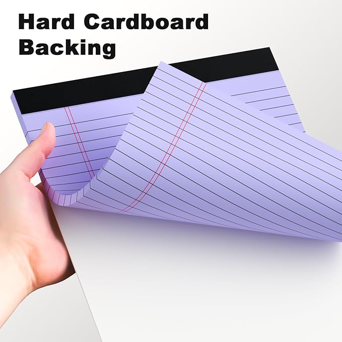 AILZFEI Purple Legal Pad Note Pads 8.5 x 11 inch, Wide Ruled, 30 Sheets/Pad, 20lb Colored Paper, Perforated Notepad with Sturdy Back (3 Pads Purple)