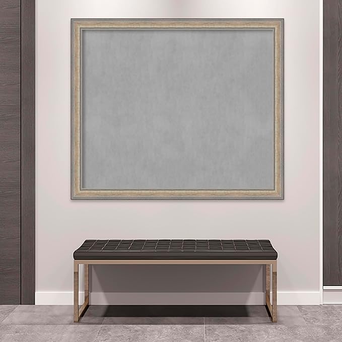 Amanti Art Silver Framed Magnetic Board 45x53 Oversize Vision Board for use with Magnets, 100% Metal Sheet to Display Items as Office Decor or for Home Organization in mudroom, Kitchen or Kids Room