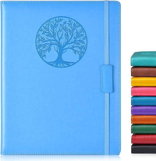 Biuwory Lined Journal Notebook for Women Men,256 Pages A4 Large Hardcover Leather Journals for Writing,Travel,Business,Work,School,College Ruled Notebooks for Note Taking, Diary Notepad 8.6"×11"