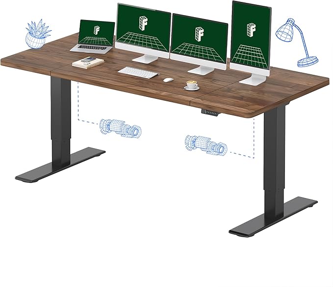 FLEXISPOT 79x32 Inch Large Dual Motor Electric Standing Desk, Black Walnut - 198 lbs Heavy-Duty Capacity, Ideal for Home Office, Creative Studio, or Multi-Monitor Setup