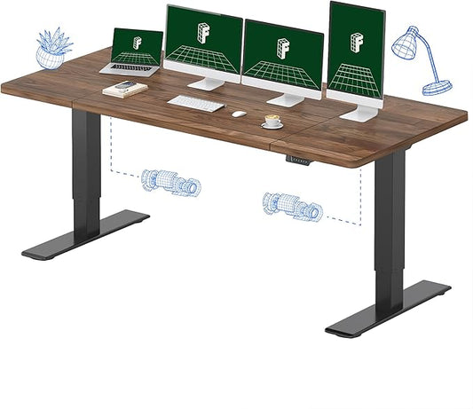 FLEXISPOT 79x32 Inch Large Dual Motor Electric Standing Desk, Black Walnut - 198 lbs Heavy-Duty Capacity, Ideal for Home Office, Creative Studio, or Multi-Monitor Setup