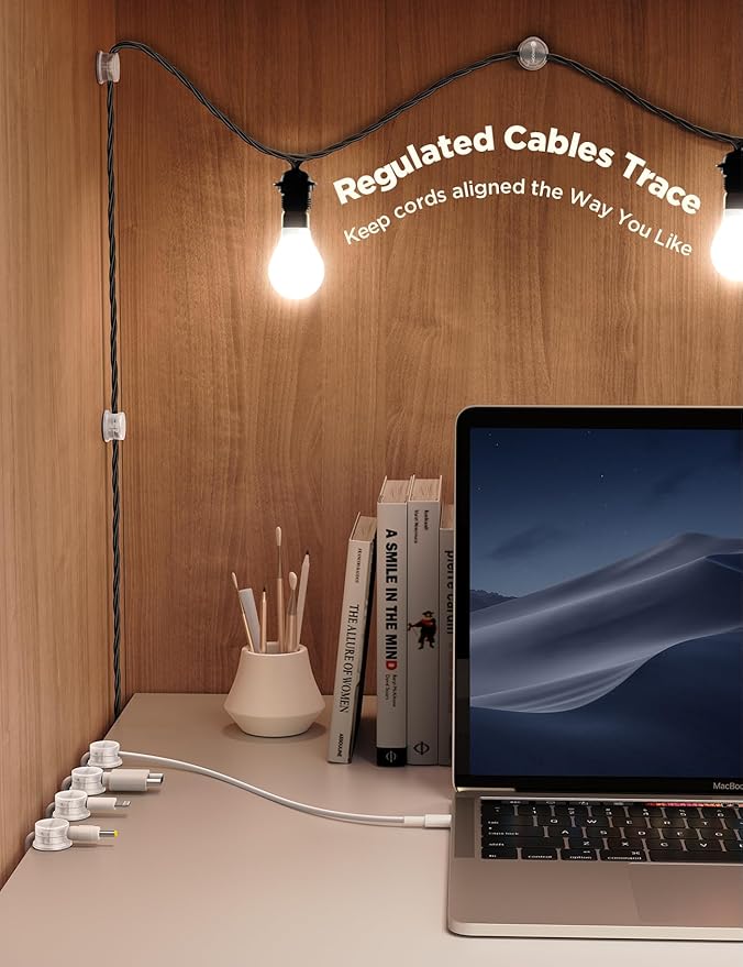9 Pack Cable Management Cord Holder, JOYROOM Magnetic Cable Clips Adhesive Wire Hider, Cord Organizer for Desk Bedside Nightstand Table Desktop USB Wall Car Office Workspace Accessoriess, Clear