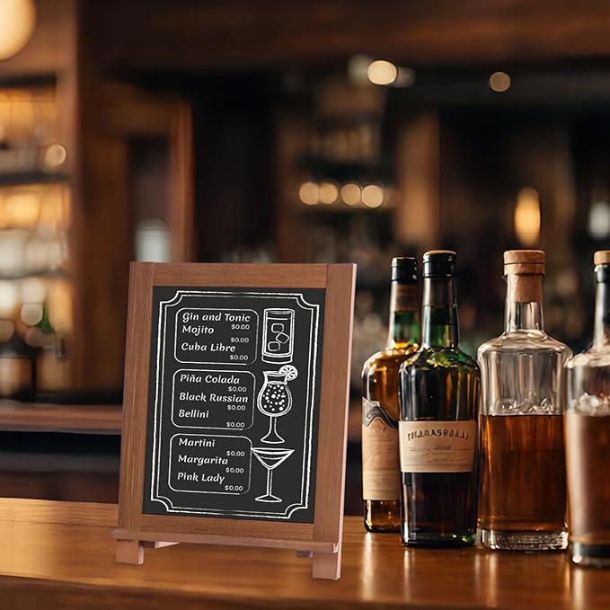 Newzealkids Tabletop Chalkboard Signs 10.2"x14" Magnetic Small Chalkboard Sign, Desktop Standing/Wall Hanging Blackboard with Liquid Chalk Marker, Wood Framed Menu Board for Kitchen, Café, Home Decor