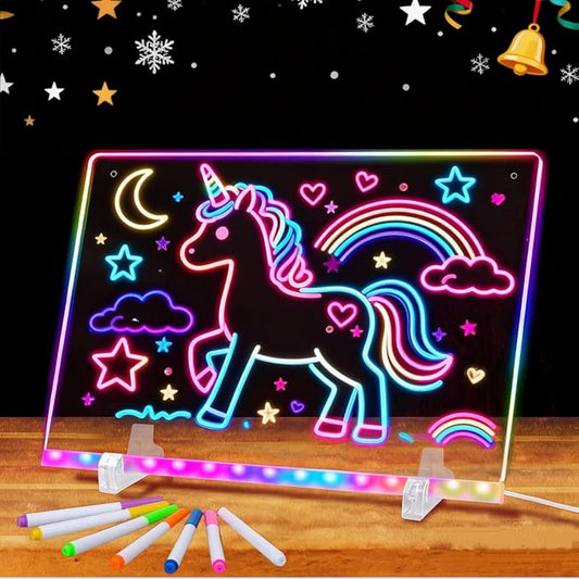 SetGame LED Drawing Board for Kids, 16 Inch Doodle LED Note Boards with Colors, 2026 Birthday Gifts for Boys Girls Ages 5 6 7 8 9 10 12+ Year Old, Magic Glow Art Toys for 6 7 8 9 10 Year Old