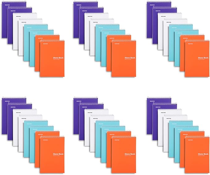 Mintra Office Steno Books (Poly Pastel Cover 8pk, 48pk Case (6-8pks))