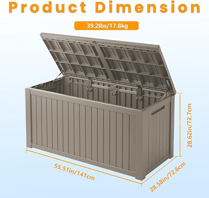 PATIOEASY 200GAL Deck Box -Grey，Waterproof Outdoor Storage Binfor Patio Furniture，Garden Patio Furniture， Outdoor
