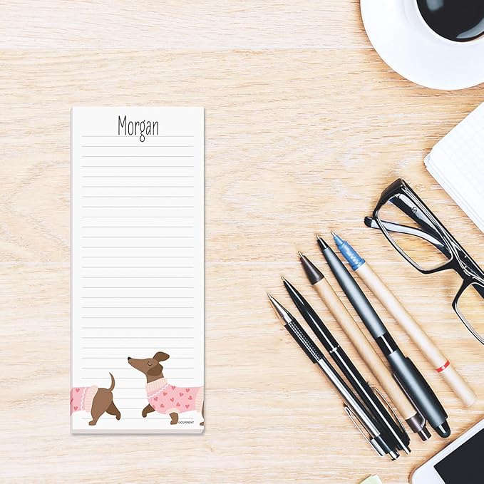 Current Dachshund Lined Personalized Shopping List Pad Set of 3, 50-Sheet Pads, 3 1/4 x 8 Inches, Memo Pad, Shopping List, to-Do Notes, Office Organizer