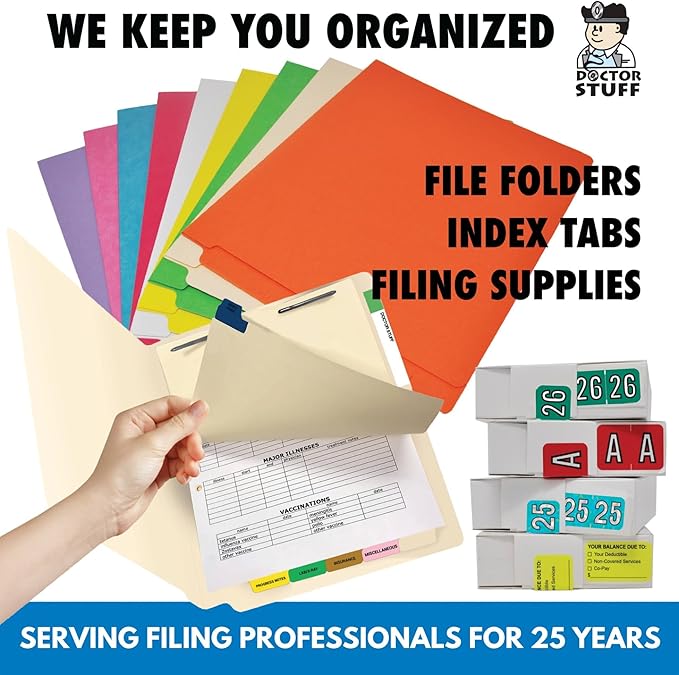 2026 Year Labels, Doctor Stuff 2026 Chart Stickers, Light Blue/White Color Coded, Reynolds & Reynolds Style, USA Made Year Stickers for End Tab File Folders, 500/Roll, 1 Roll, 3/4" x 1-1/2"