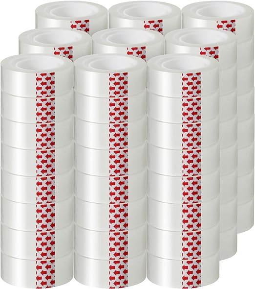 GIBIBU 72 Rolls Transparent Tape Refills, Clear Tape Dispenser Refill Rolls, Glossy Gift Wrap Tapes for Office, School, Home, 3/4 x 800 Inches