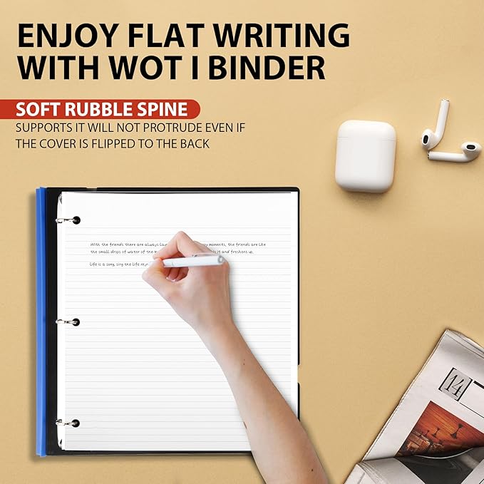 WOT I 1 Inch Telescoping 3 Ring Binder 12 Pack, Expandable Flexible Binder with Customizable Front Cover & Clear Catalog Pocket, Holds 225 Sheets, Assorted Colors, School Office Supplies