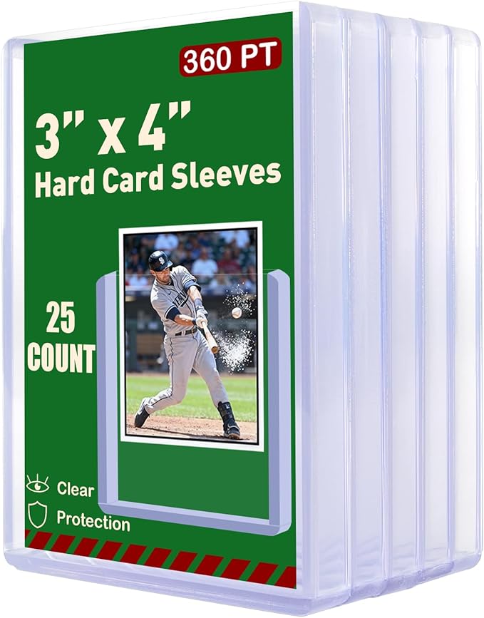 360pt 3"x4" Hard Card Sleeves - 25Pcs Hard Plastic Top Loaders Card Sleeves for Trading Cards, Top Loader Card Holder Fit for Thick Baseball, Basketball, Hockey, Football, Games and Memorbilia Cards