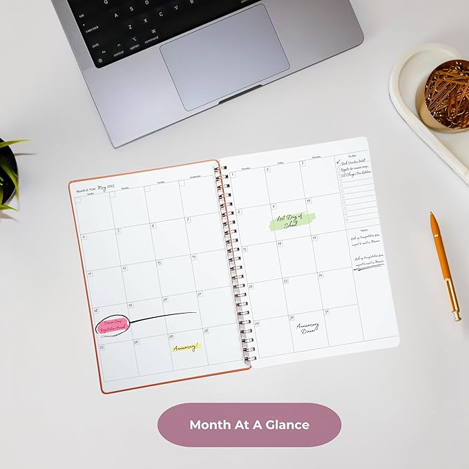 Merely Home | Ultimate Yearly, Daily, Weekly, Monthly Planner | 8.25" x 11.75" | To Do List Notebook for Work | Simple Design | Multiple Layouts | Academic Planner and Organizer Notebook (Navy, Yearly Planner - Portrait)