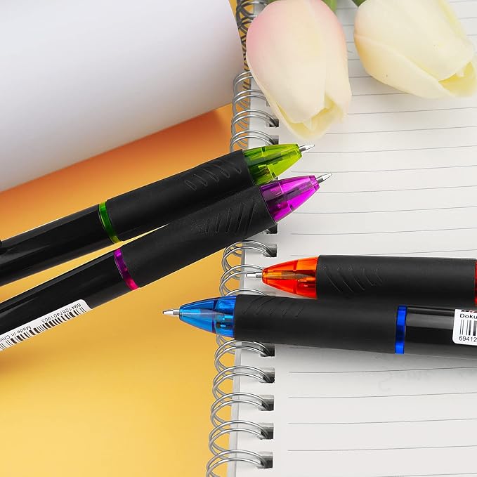 Bribobo 4 Pack Multicolor Ballpoint Pens 4-in-1 0.7mm Colored Retractable Ballpoint Gift Pens for Office School Supplies Students Gift