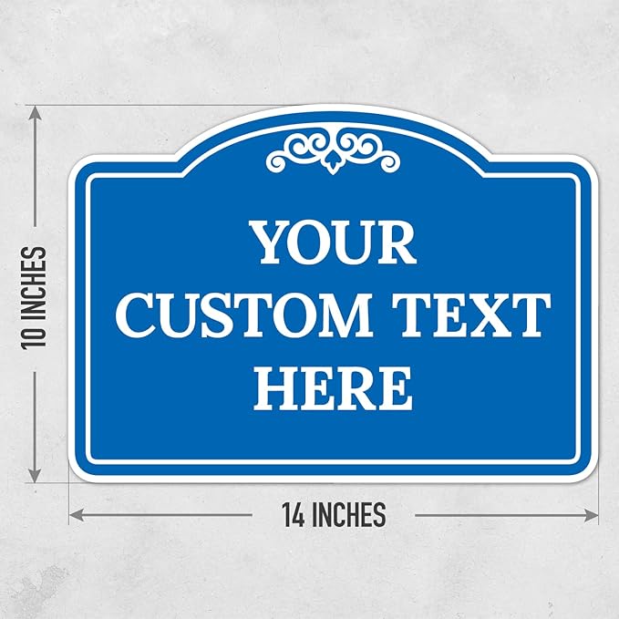 Custom Decorative Sign, Personalized Metal Sign for Business, Driveway, Home, Airbnb, Office Door Plaque, Blue Background Sign, 14x10 Inches, ACM, Fade Resistant, Made in USA by Sigo Signs