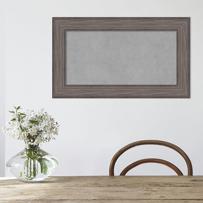 Amanti Art Grey Framed Magnetic Board 17x29 Small Vision Board for use with Magnets, 100% Metal Sheet to Display Items as Office Decor or for Home Organization in mudroom, Kitchen or Kids Room