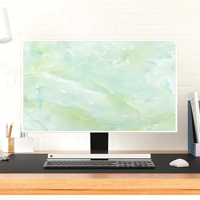 Baocicco Sage Green Marble Waterproof TV Dust Cover 45, 46, 47, 48 Inch Anti-Static Dustproof Abstract Creative Desige Television Accessories TV LCD Screen Texture TV Decoration for Tablet