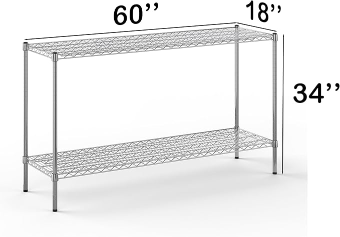 Regal Altair 18" Deep x 60" Wide x 34" Height Wire Shelving Kit | 2-Tier | NSF Commercial Storage Rack Unit