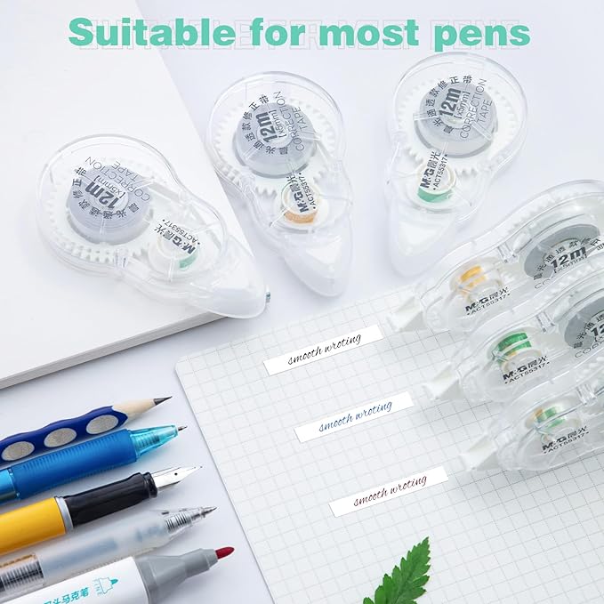 M&G White Correction Tape, Easy to use applicator for Instant Corrections, 39.37 Ft/Pack,for Office (6 Pack, 12M/472"x 0.2")
