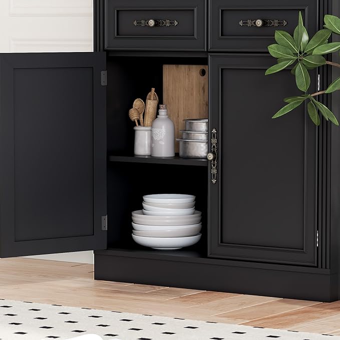 BORNOON 71.4" Tall Bookshelf with Drawers & Cabinet, 5-Tier Floor Standing Bookcase with Storage Doors, Adjustable Shelves & Metal Handles, 31.5" Wide Organizer for Home Office, Living Room