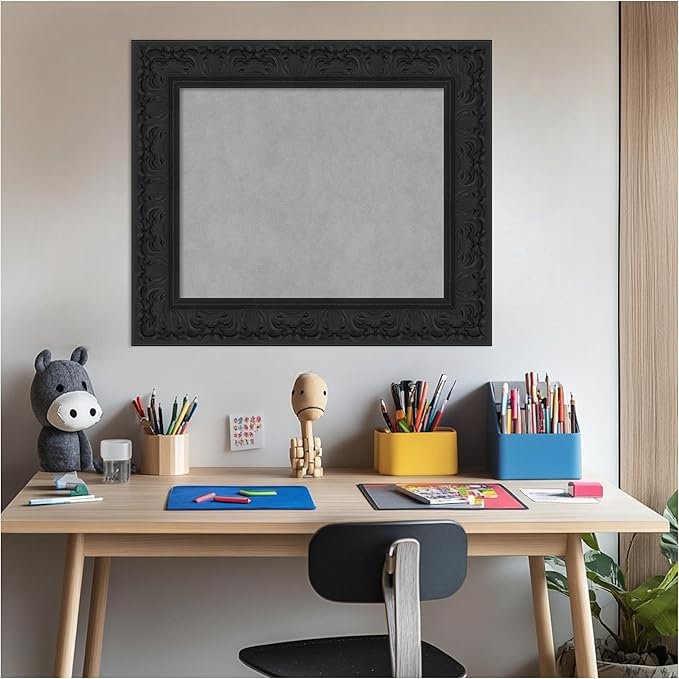 Amanti Art Black Framed Magnetic Board 23x27 Small Vision Board for use with Magnets, 100% Metal Sheet to Display Items as Office Decor or for Home Organization in mudroom, Kitchen or Kids Room
