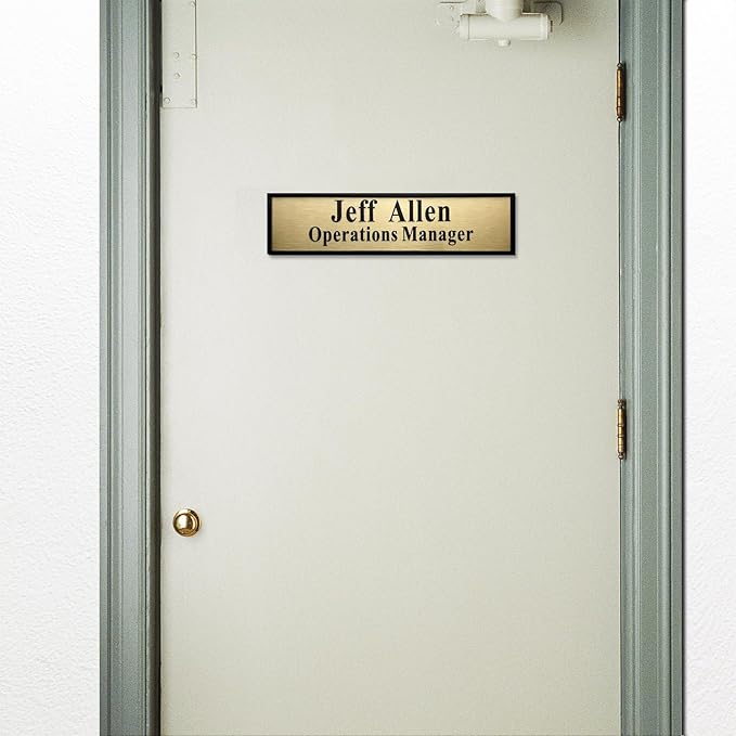 SINKAA Personalized Name Plate for Door or Wall, 2 x 8 inch Custom Office Aluminum Door Name Plates with Two Lines Custom Text, Office Gifts for Coworkers Boss Teacher, Employee Appreciation Gifts