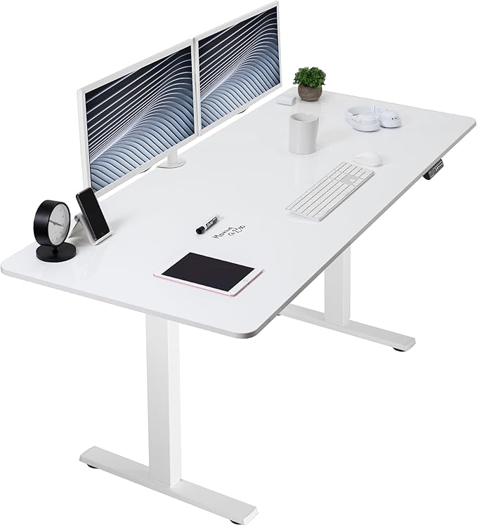 VIVO Electric Dry Erase 71 x 30 in Standing Desk, Memory Height Adjustment, 1B Series, Holds 220 lbs, Whiteboard Top White Frame, DESK-KIT-1W7WE