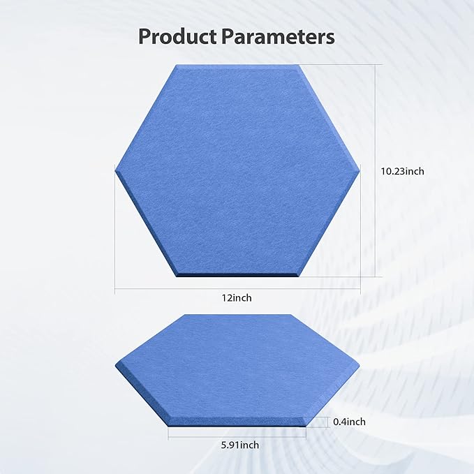 Amantech 12 Pack Acoustic Panels Self Adhesive Sound Proof Foam, High Density Sound Acoustic Foam Panel, 12X10.23X0.4 Inch Hexagon Wall Panels in Home,Office,Reccording Room,Studio(Sky Blue)