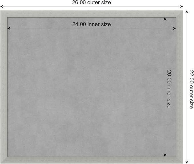 Amanti Art Silver Framed Magnetic Board 22x26 Medium Vision Board for use with Magnets, 100% Metal Sheet to Display Items as Office Decor or for Home Organization in mudroom, Kitchen or Kids Room