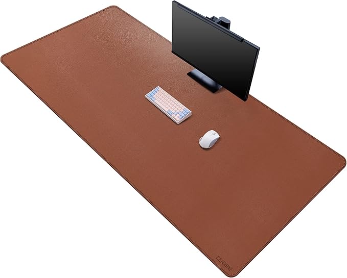 CENNBIE Leather Desk Mat,63" x 31.4" Extended Mega Size Professional Leather Desk Pad for Full Desk - Super Large XXXXL Large Mouse Pad (Brown)