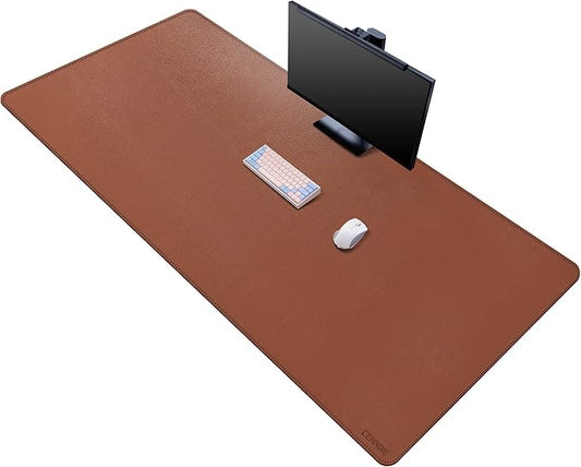 CENNBIE Leather Desk Mat,63" x 31.4" Extended Mega Size Professional Leather Desk Pad for Full Desk - Super Large XXXXL Large Mouse Pad (Brown)