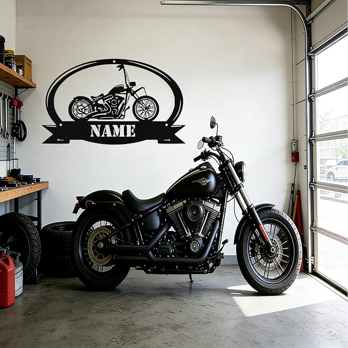 Custom Motorcycle Metal Sign Personalized Biker Name Signs Custom Garage Motorbikes Wall Art Motorcycle Sign Men Room Decor Gifts for Men Husband Rider