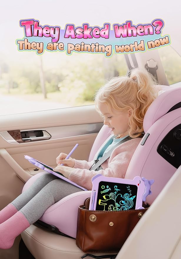 Kikapabi LCD Writing Tablet for Kids, Unicorn Toys Gifts for 3 4 5 6 7 Year Old Girls, Colorful Drawing Doodle Board, Toddler Educational Travel Toys Christmas Birthday Purple
