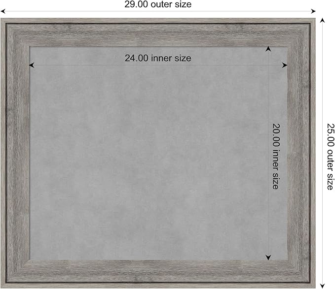 Amanti Art Grey Framed Magnetic Board 25x29 Medium Vision Board for use with Magnets, 100% Metal Sheet to Display Items as Office Decor or for Home Organization in mudroom, Kitchen or Kids Room