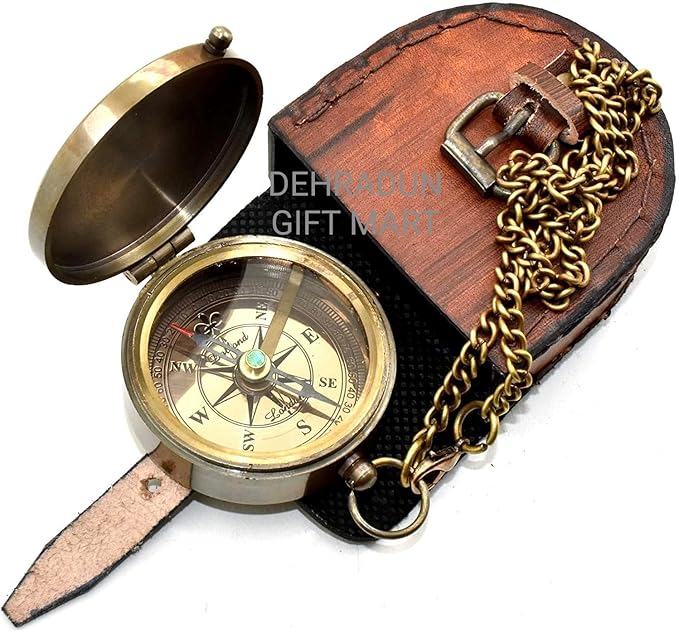 So You Can Always Find Your Way Back to Me Vintage Brass Compass with Chain & Wooden Box – Engraved Nautical Pocket Compass Inspirational Travel Keepsake Couple Gifts