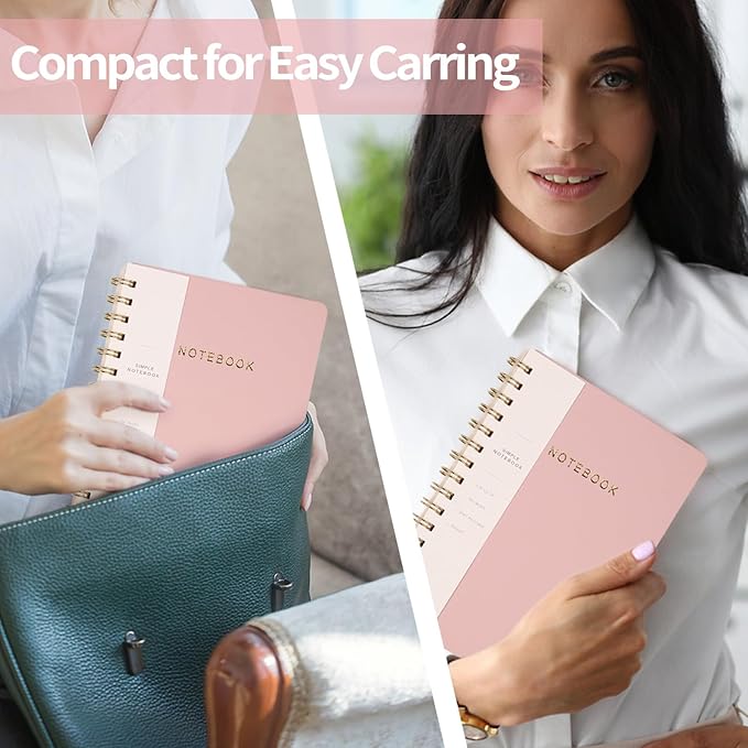 Spiral Notebook-5.75" x 8.125" College Ruled Journal with Inner Pockets and 160 Pages,PU Leather Cover Business Journal, Twin-Wire Binding Notebook Perfect for Office & Home School Supplies Coffee