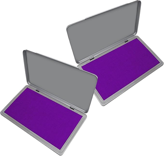 2 Pack Metal Case Stamp Pad Large Size, Purple Color - Size: 3" x 6" - Choose from 15 Ink Colors