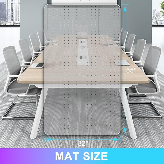 Vicwe Office Chair Mat for Carpet, 2 Pack, 32'' x 55'' Computer Desk Chair Mat for Carpeted Floors, Easy Rolling Hard Mats for Office Chair on Carpets, Anti-Slip Carpet Protector Mat Clear,Ship Flat