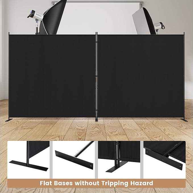 C-Hopetree 2 Panels Room Divider, 6 Ft Tall Indoor Folding Privacy Screen, Portable Partition Separator, Freestanding Separation Temporary Wall for Office, Bedroom, 142" W X 71" H, Black