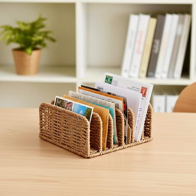 Duimbok Desk Mail Organizer Large Capacity Mail Holder with 5-Slot, Letter Sorter File Holder, Letter Tray Office Envelope Organizer for Mails, Bill, Document, Notebook