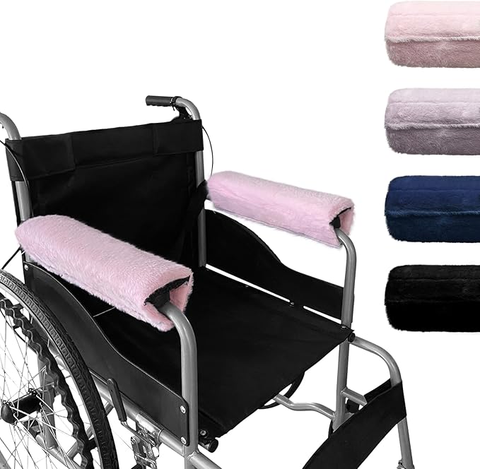 SPRING SEAON Wheelchair Armrest Covers 2 Pack Soft Memory Foam Wheelchair armrest Pads Wicking Washable for Office Transport Chair (Pink)