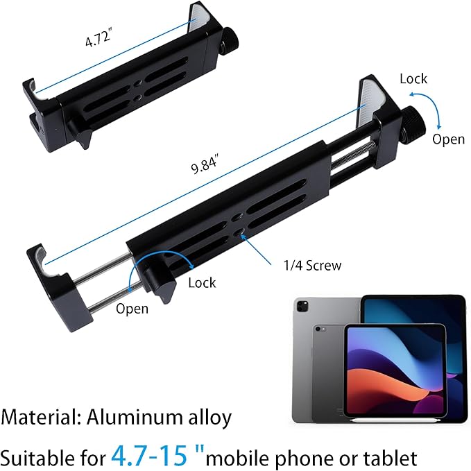 Leenconghui Exercise Bike Tablet Mount for iPad – Adjustable Spin Bike & Treadmill iPad Holder Stand, Compatible with Microphone Stands, Stationary Bicycles, and Devices Ranging from 4.7 to 13 Inches