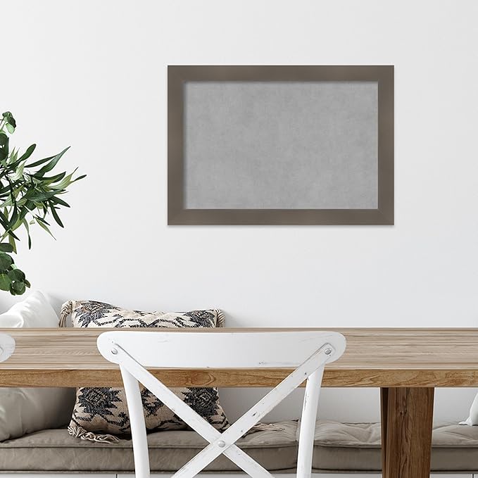 Amanti Art Grey Framed Magnetic Board 14x20 Small Vision Board for use with Magnets, 100% Metal Sheet to Display Items as Office Decor or for Home Organization in mudroom, Kitchen or Kids Room