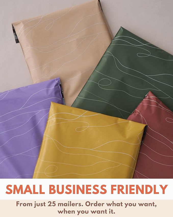 Poly Mailers 10 x 13 Inch - 100 pack Biodegradable Shipping Bags for Clothes - Impack Self-Seal Waterproof Thick Mailing Envelope for Accessories & Clothing - Golden Pencil Floral