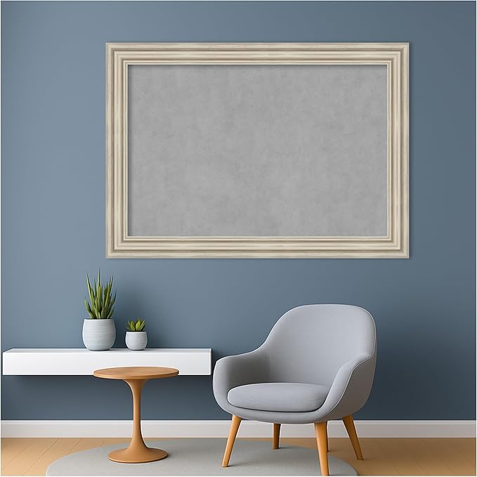 Amanti Art Silver Framed Magnetic Board 30x42 Large Vision Board for use with Magnets, 100% Metal Sheet to Display Items as Office Decor or for Home Organization in mudroom, Kitchen or Kids Room